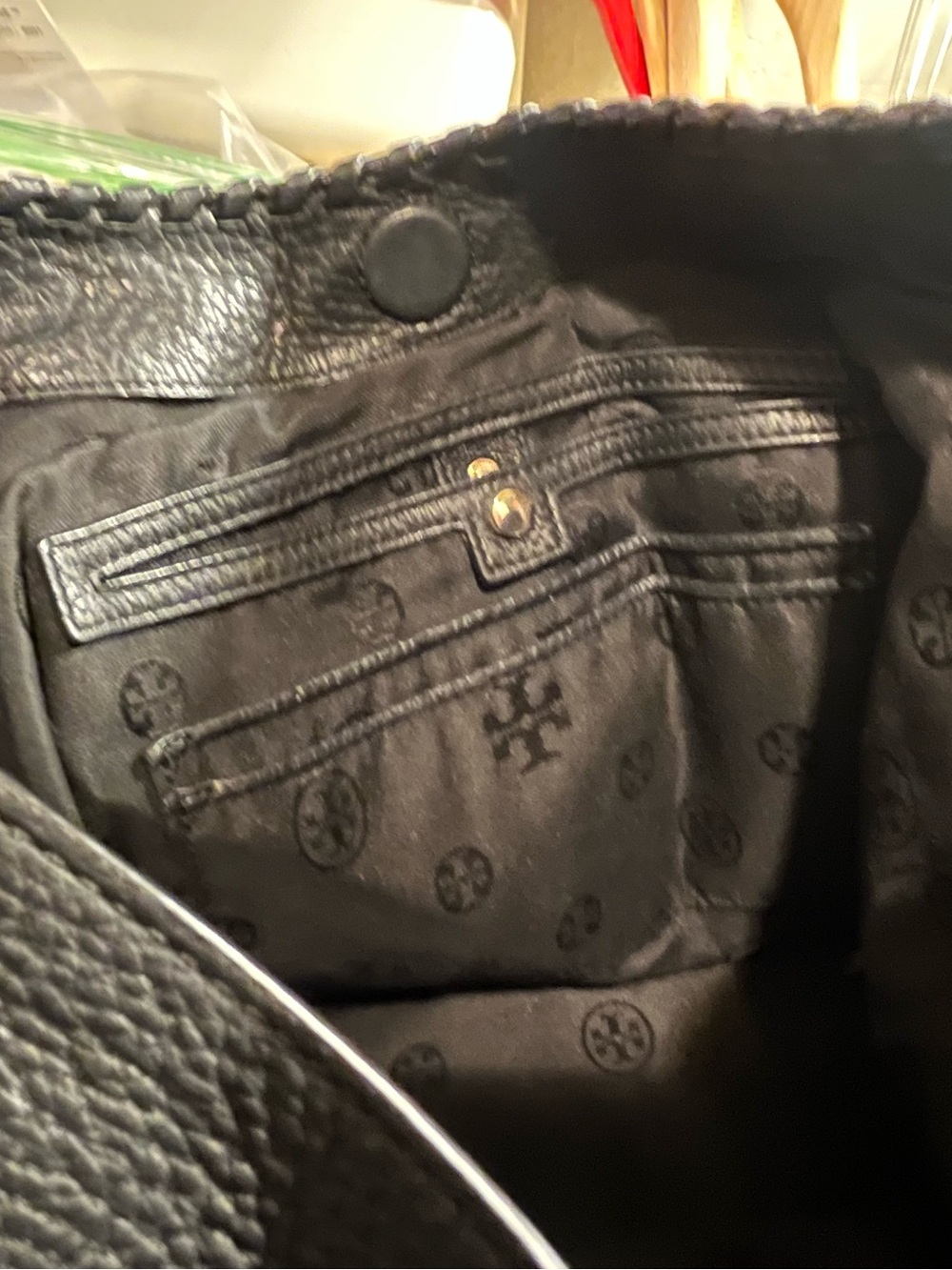 TORY BURCH Marion Whipstitch Hobo Bag Black Pebbled Leather w/ Dust Bag - Picture 11 of 16
